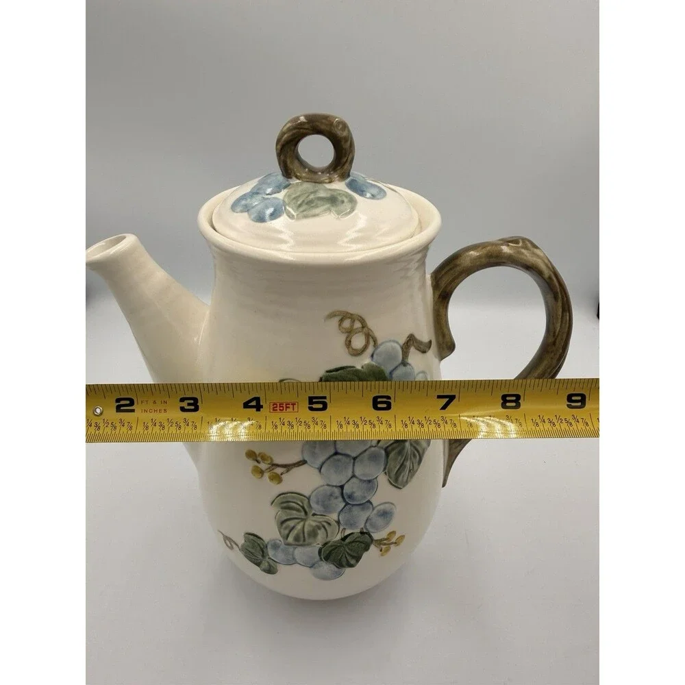 Vintage Metlox Poppytrail Sculptured Grapes Coffee Pot Lid Embossed Blue Grapes